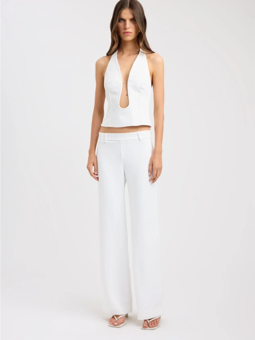 Kookai White Straight-Leg High-Waist Pants